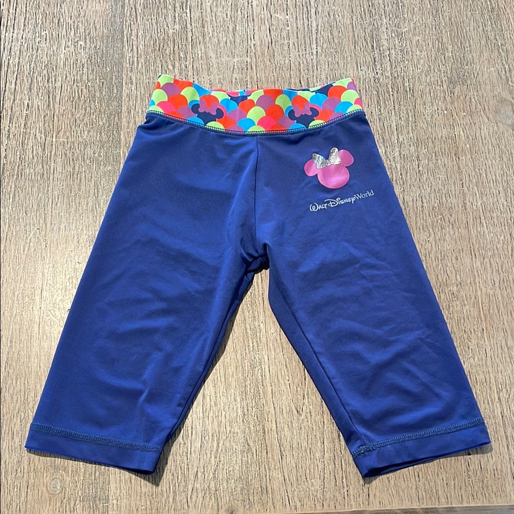 Disney Parks Blue Cropped Leggings with Multicolor‎ Waistband Girls S